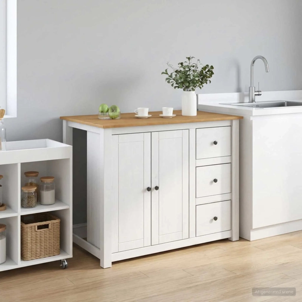 Set isola da cucina 2 pz PANAMA Bianco e Cera di Miele 3425389