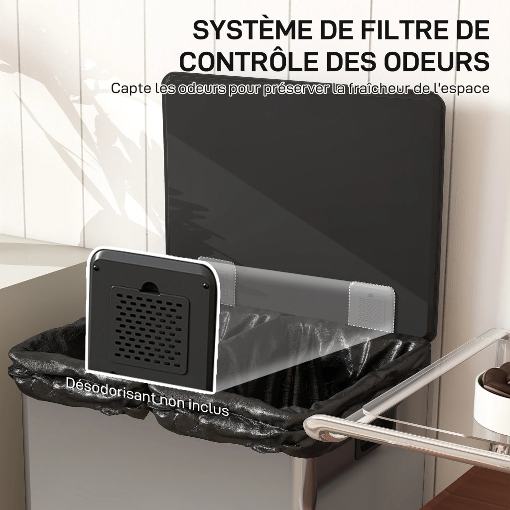 Bidone doppio 2x30L ¨C zephmum ¨C 47.5x37.5x67cm argento