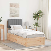 Letto con Testiera Rivestita Grigio chiaro 75 x 190 cm 877809