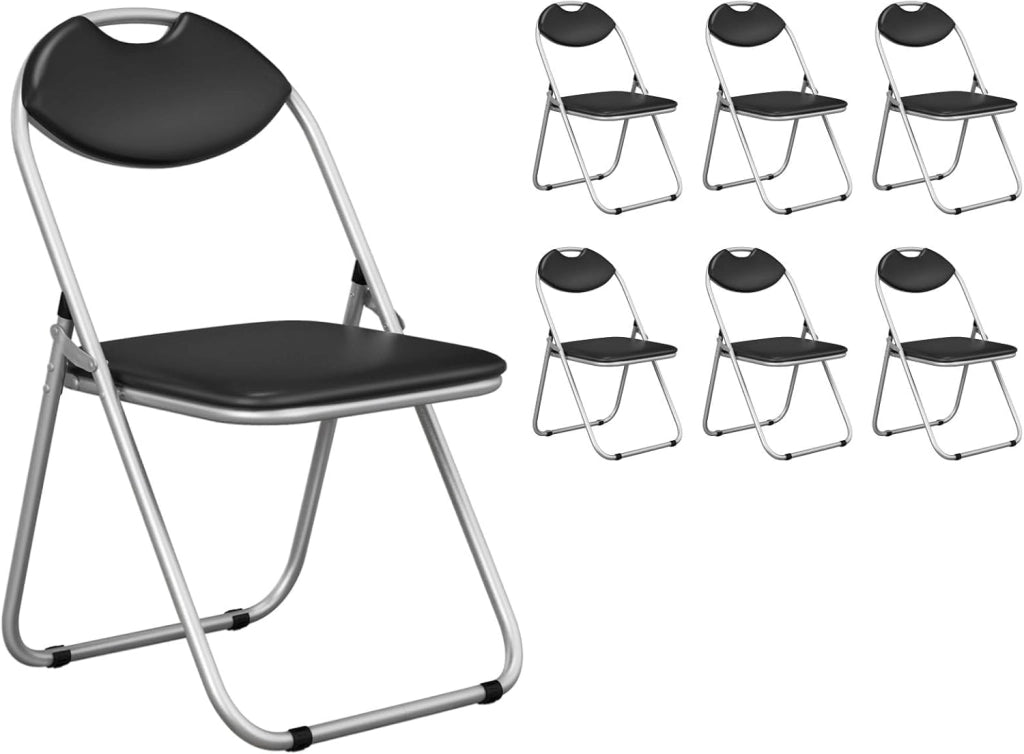 Set di 4/6 sedie pieghevoli, sedie sala da pranzo con telaio in metallo, sedute imbottite, maniglia, comode sedie da visitatore per soggiorno, ufficio, riunione, scuola (6)