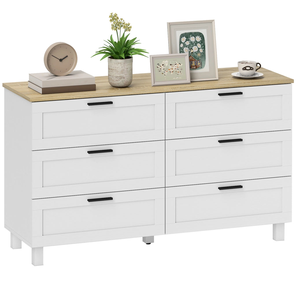 Cassettiera con 6 Cassetti ¨C zephmum ¨C Bianco Legno 120x38x71 cm