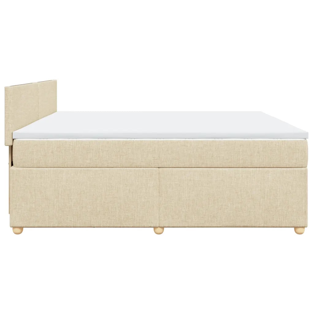 vidaXL Giroletto a Molle con Materasso Crema 200x200 cm in Tessuto