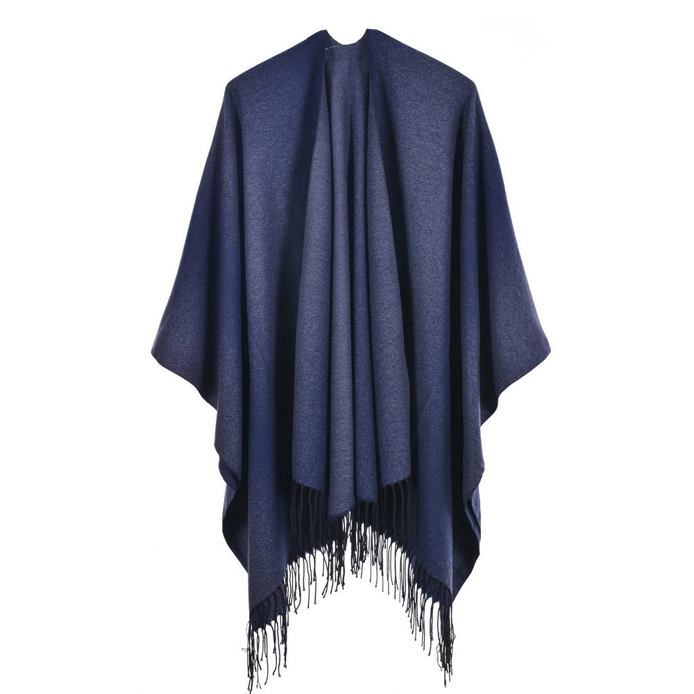 Sciarpa jacquard da donna, stile street europeo e americano, con spacco, cappa spessa e calda