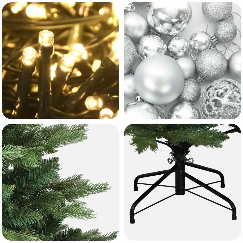 Albero di Natale artificiale con palline 150 cm 150 LED 3465960