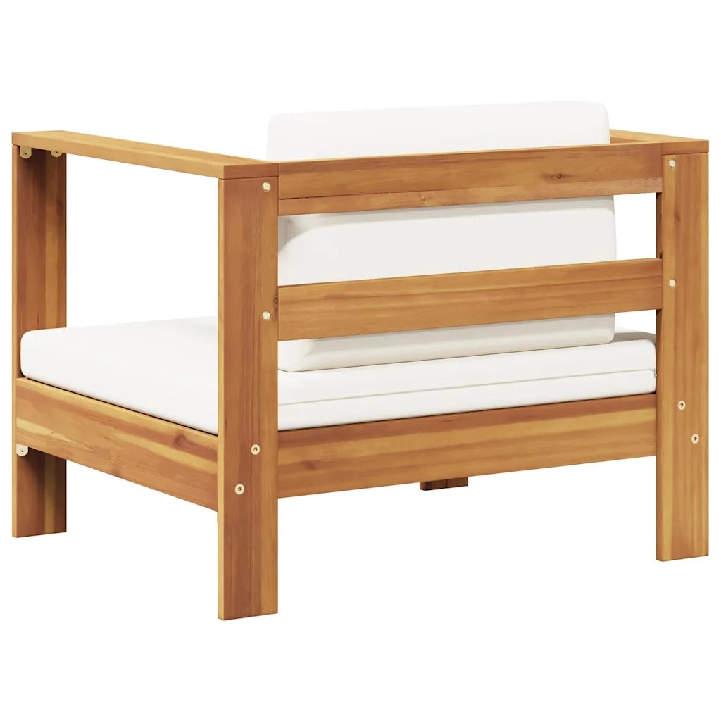 Sedia da patio-Sedia da Giardino con Cuscino Crema in Legno Massello di Acacia 741846