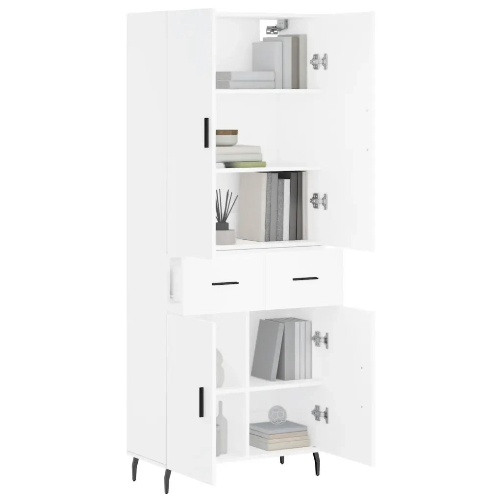 Credenza-Buffet-Armadio da cucina Bianca 69,5x34x180 cm in Legno Multistrato 157430