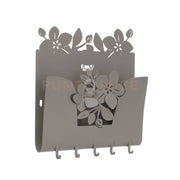 porta chiavi e porta lettere fior di loto Fango in Ferro 28x5x24cmh
