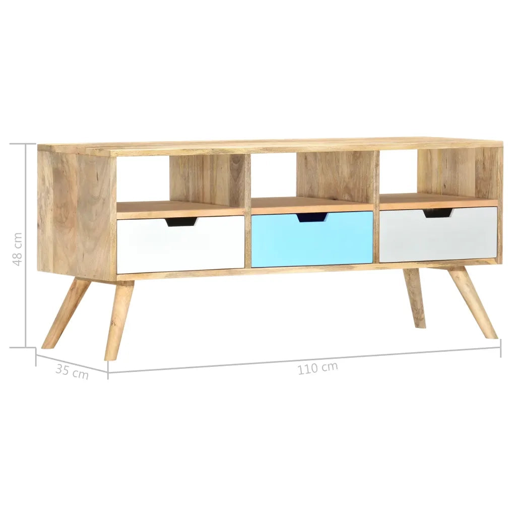 Mobile Porta TV 110x35x48 cm Legno Massello di Mango 286484