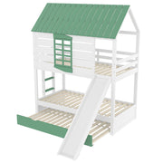 Letto casa bambini - Xylo - 90x200 cm scivolo verde