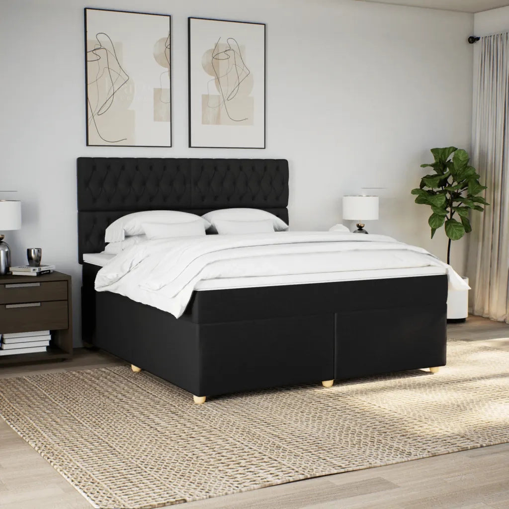 Giroletto a Molle con Materasso Nero 180x200 cm in Tessuto 3291368