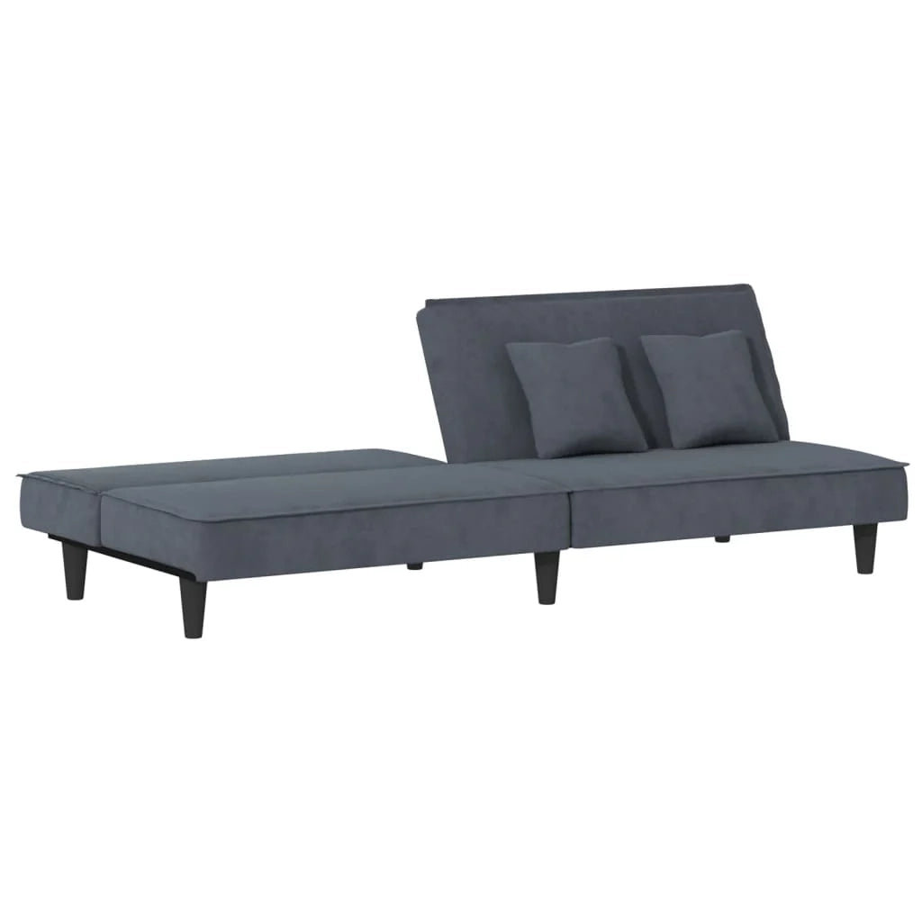 Divano letto grigio 200 x 89 x 70 cm velluto scuro 02_0019246
