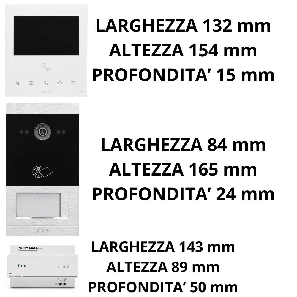 Kit videocitofonico bifamiliare ave kv01-2pit5bap con design moderno