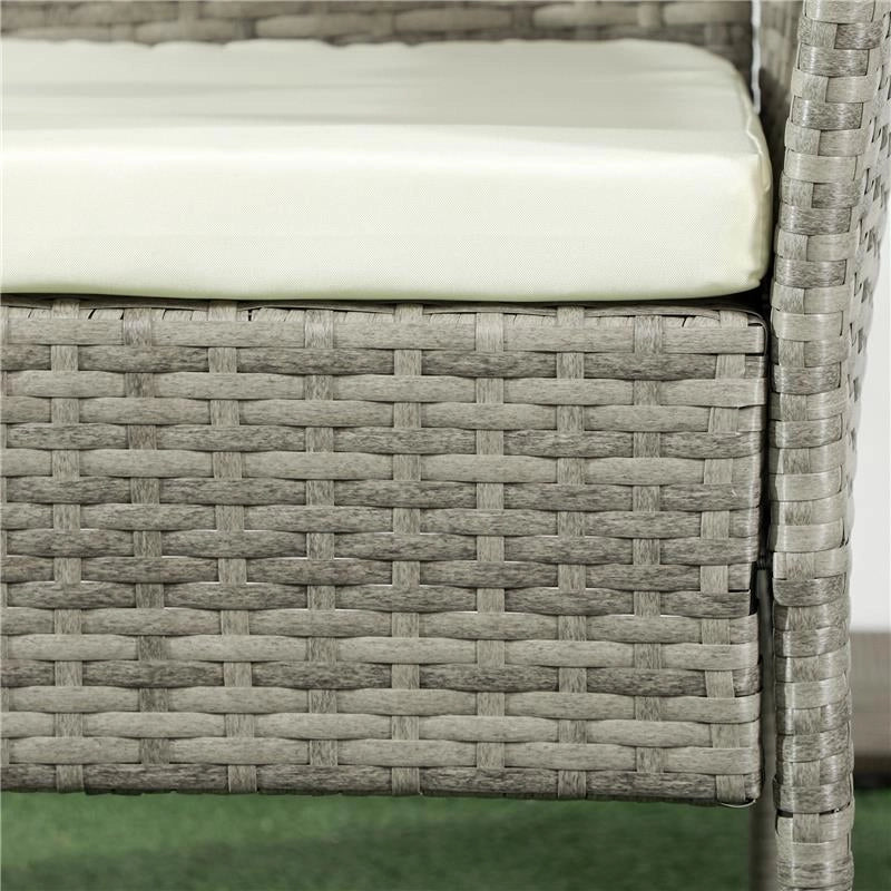 DIVANETTO PER ESTERNI 2 POSTI CON TAVOLINO DA CAFFÈ IN ACCIAIO E RATTAN PE 137X59X82 CM GRIGIO E CREMA