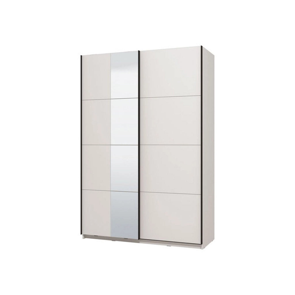 Armadio Camera da Letto Pasturo, Guardaroba Grande Appendiabiti, 145.5x217.5h cm Bianco Opaco