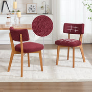 Chaise da pranzo in legno massiccio con seduta imbottita e schienale ergonomico bordeaux 54,5 × 47 × 77 cm