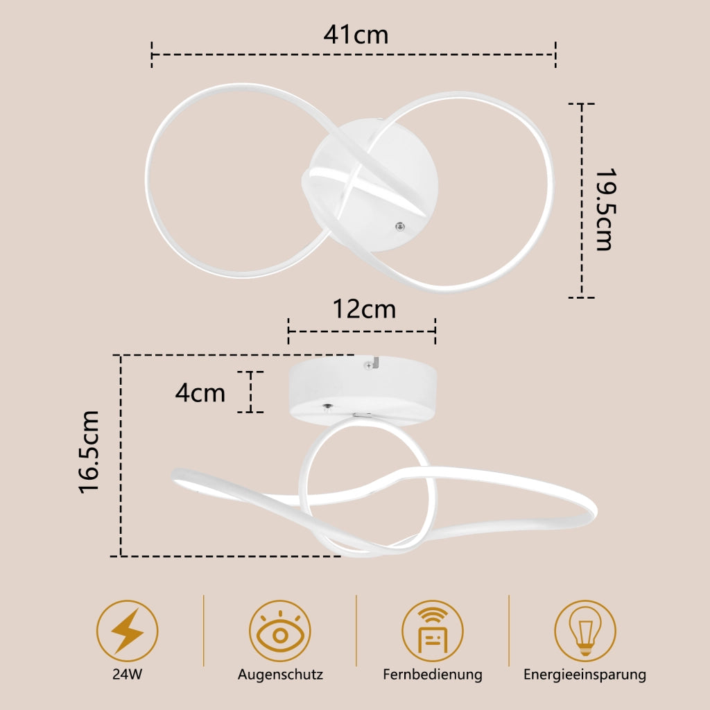 ZMH Lampada da Soffitto LED 24W Dimmabile Bianca per Camera Soggiorno