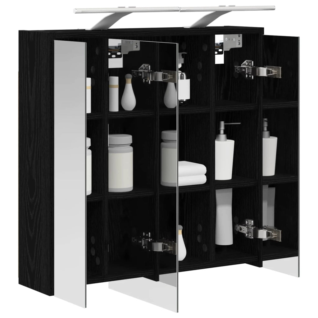 Mobiletto per specchio da bagno Rovere Nero 63,5 x 16 x 62,5 cm 889160
