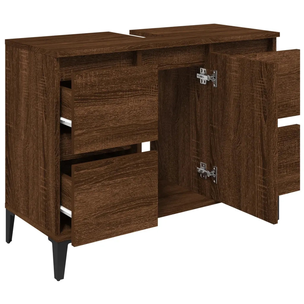 Mobile Lavabo Rovere Marrone 80x33x60 cm in Legno Multistrato 821283
