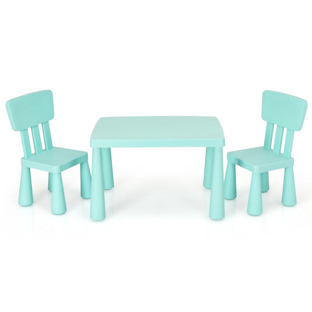 Set con tavolo e 2 sedie per bambini, Set con tavolo e 2 sedie per mangiare disegnare scrivere e fare lavoretti Verde-Tavoli e sedie