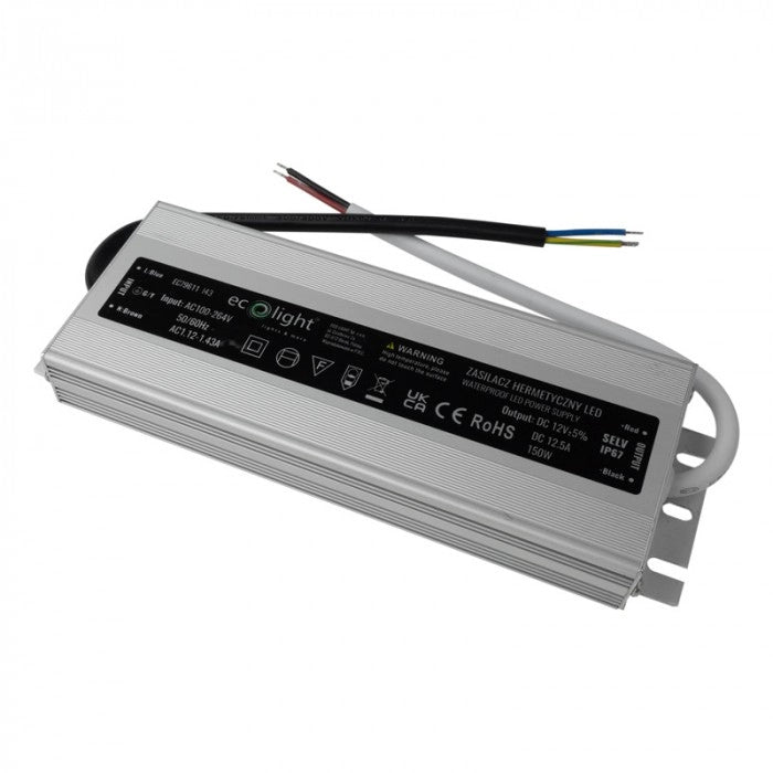 Alimentatore LED IP67 150W 12V 12,5A Ecolight EC79611