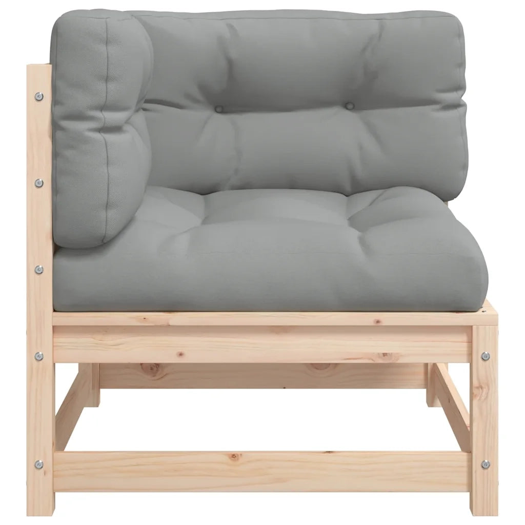 Divano angolare da giardino con cuscini-Sofa da giardino-Divano da esterno Legno Massello di Pino
