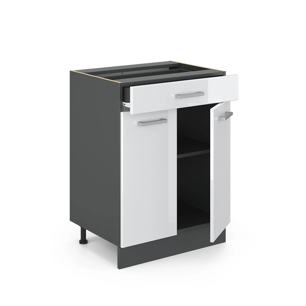 Vicco Mobiletto base per cucina Bianco lucido 60 cm , PL Rovere