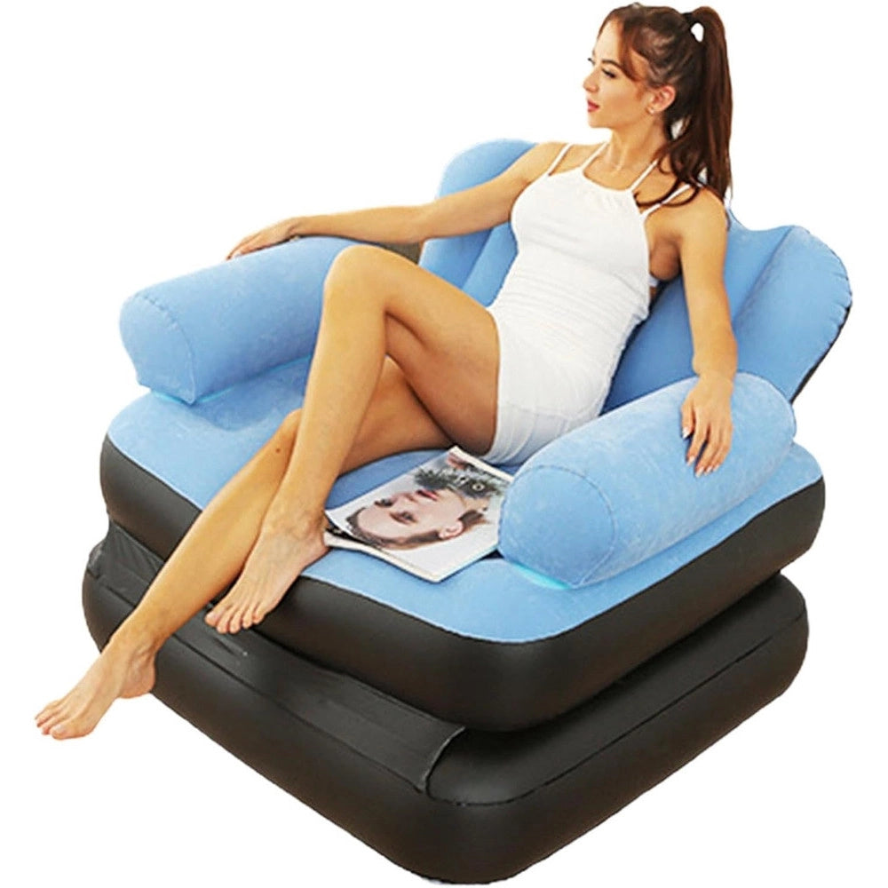 Trade Shop - Poltrona Gonfiabile Divano Letto Ad Aria Pieghevole Portatile Materasso Campeggio -