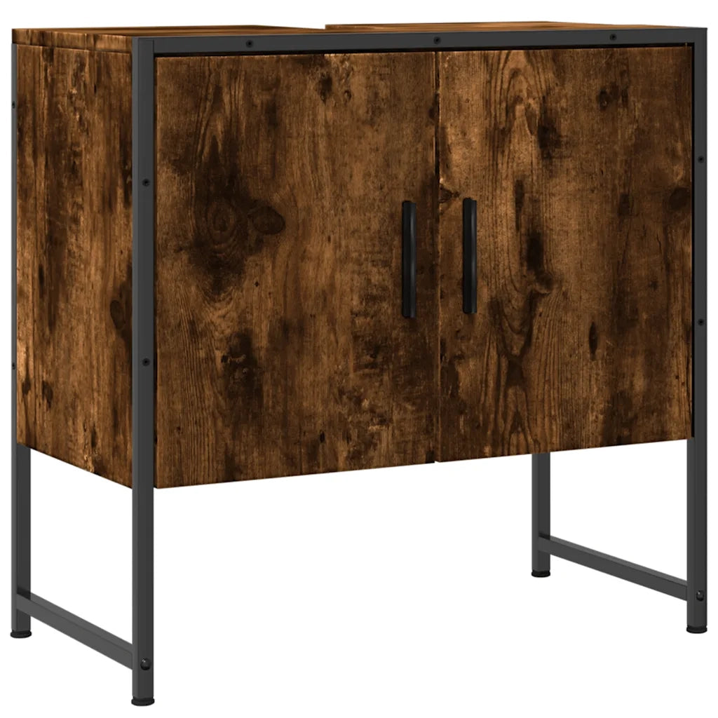 Mobile Lavabo Bagno-Armadietto da bagno Rovere Fumo 60x33x60 cm Legno Multistrato