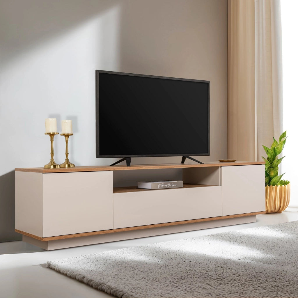Porta TV in legno "Veramont" - 180 x 44 x 44 cm - Crema