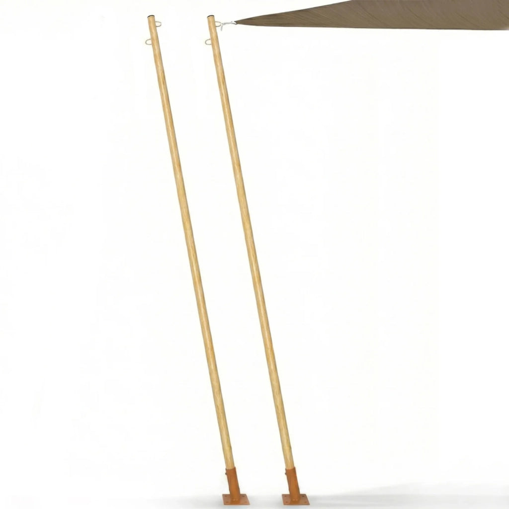 IDMarket - Set di 2 alberi per vele ombreggianti effetto legno H.220 cm con pali e basi in acciaio