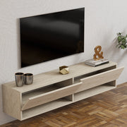 Olmi, Mobile Porta tv 2 Ripiani, 141x30x31h cm Beige Marmo