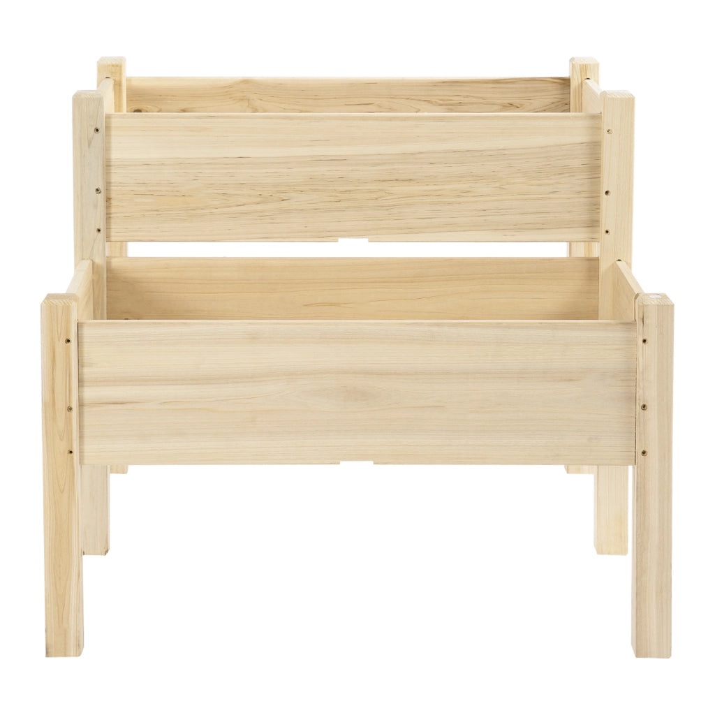 Tavolo da Coltivazione 2 Livelli per Orto Urbano ¨C zephmum ¨C 86x85x72 cm Legno Naturale