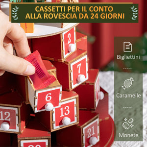 Calendario Avvento di Natale a Cono 22x22x35 cm Con 10 Luci a LED in Compensato