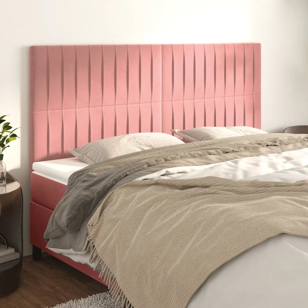 Testiera-Testata-Testiera Decorativa Rosa 160x5x118/128 cm Velluto 624538