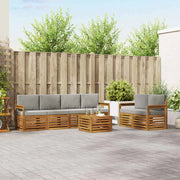 Set di divani da esterno 7 pcs Grigio Naturale e Chiaro
