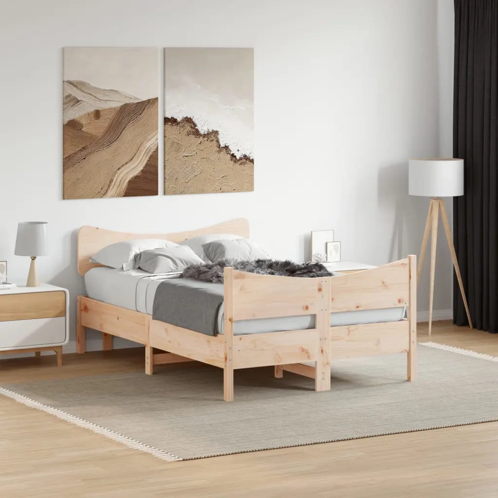 Letto matrimoniale | Letto per adulti | Letto senza Materasso 120x190 cm in Legno Massello di Pino