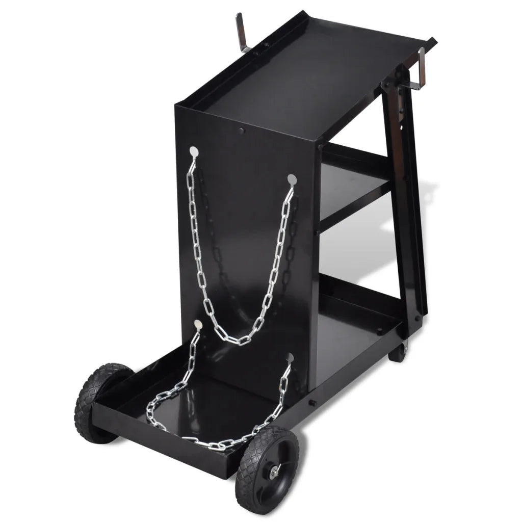 Carrello di Saldatura Nero con 3 Ripiani per Officine 140950