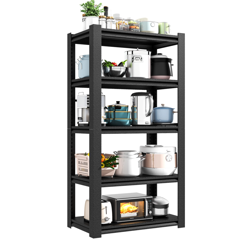 Scaffale per carichi pesanti 90x40x183 cm nero in metallo, 5 ripiani regolabili