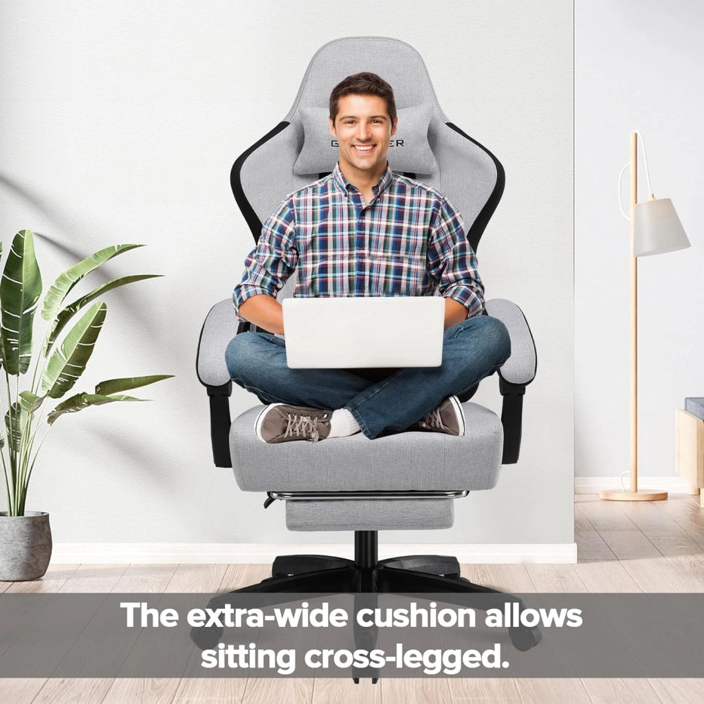 Sedia da gaming, ergonomica con cuscino a molle insacchettate, braccioli e poggiapiedi articolati, sedia per computer ergonomica con schienale alto con supporto lombare FG