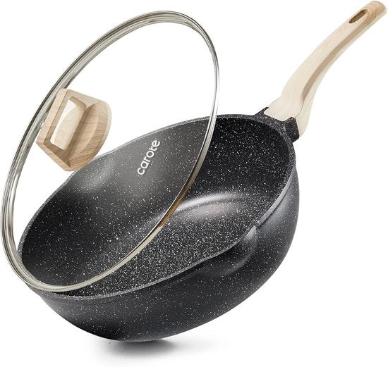 Padella inox 32 cm con coperchio e induzione per padella rovente per tutti i fornelli