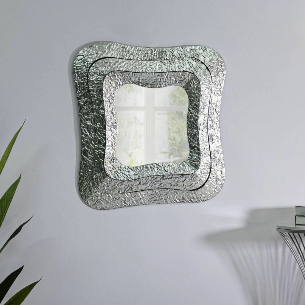 Specchio Casella, Specchiera, Articolo d'arredo a muro, Decorazione con specchio, 74x7 h79 cm, Argento