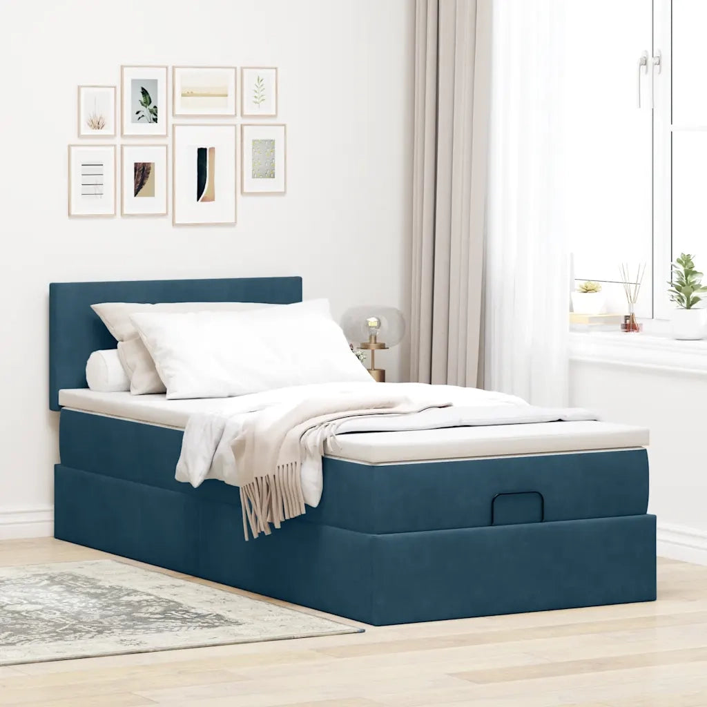 Struttura Letto Pouf con Materasso 100x200 cm Velluto 3311685