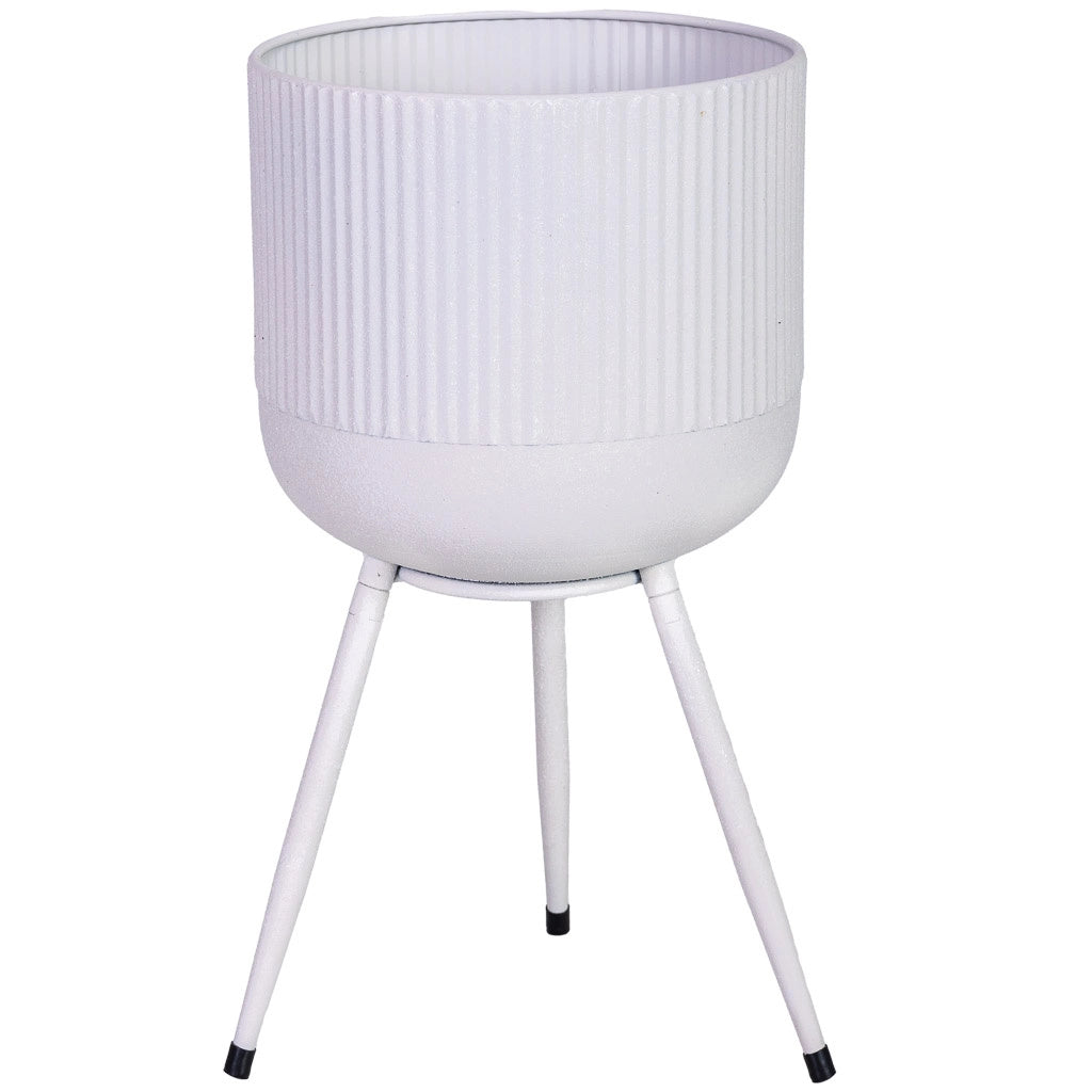 Fioriera con supporto in metallo bianco 25,5x25,5x48h cm