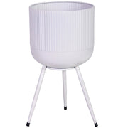 Fioriera con supporto in metallo bianco 25,5x25,5x48h cm