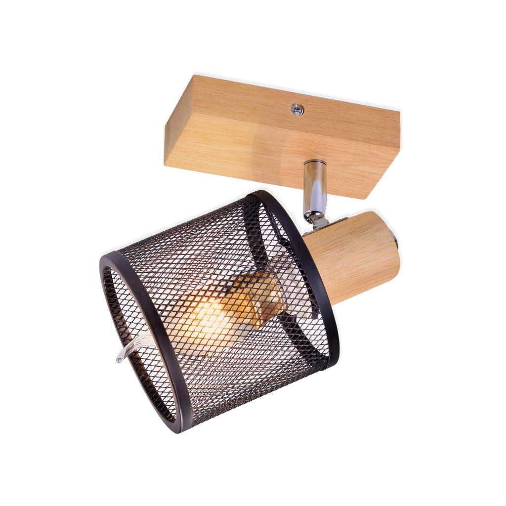 ZMH Faretto da soffitto 1 luce orientabile 350° aspetto legno per soggiorno