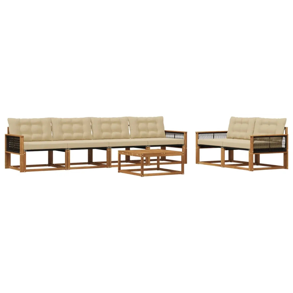 Set di divani da esterno con cuscino 7 pcs Naturale e Beige 3381265