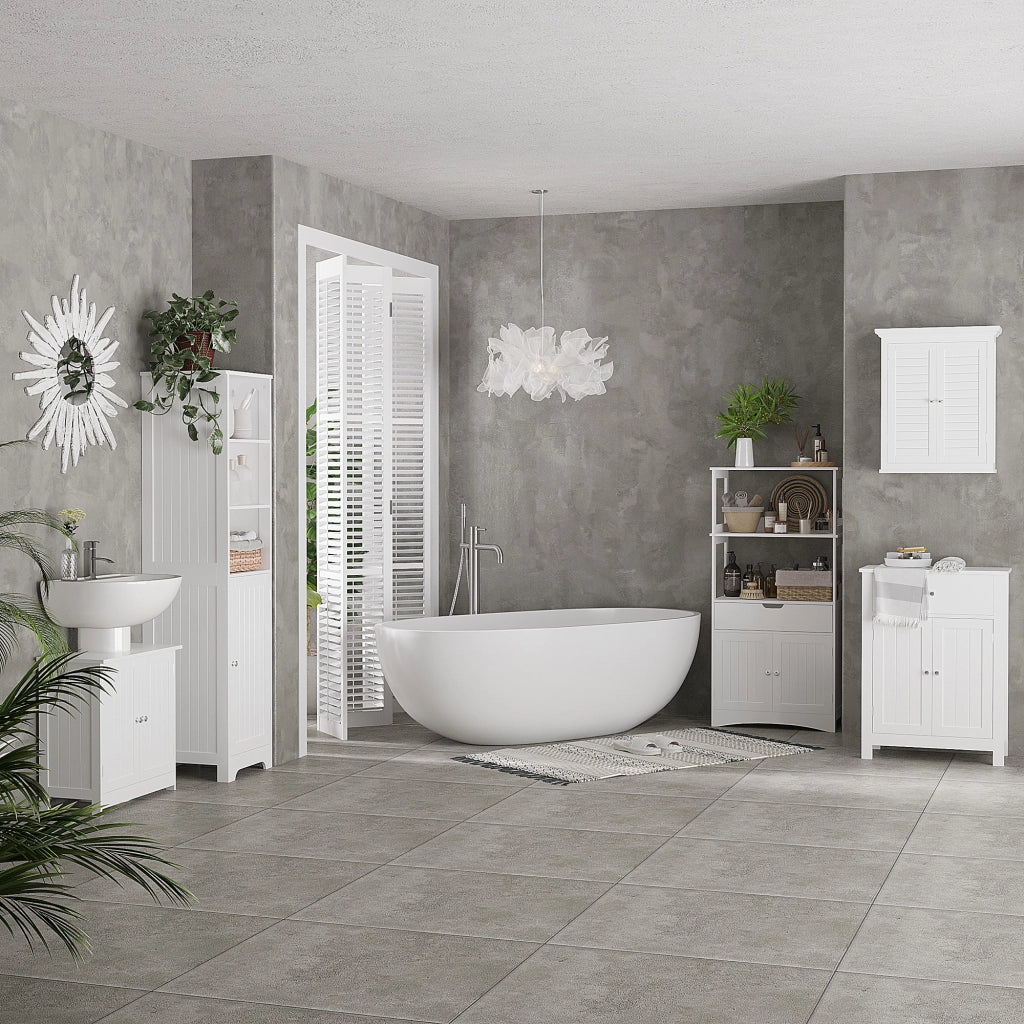 Mobile sottolavabo bagno ¨C Xylo ¨C 2 ante, ripiano regolabile, bianco, 60x30x60 cm