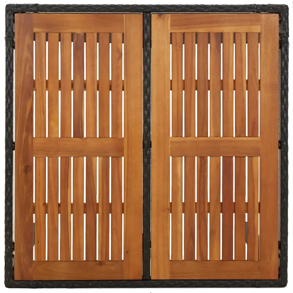 Set da Pranzo da Giardino 3 pz con Cuscini Nero in Polyrattan