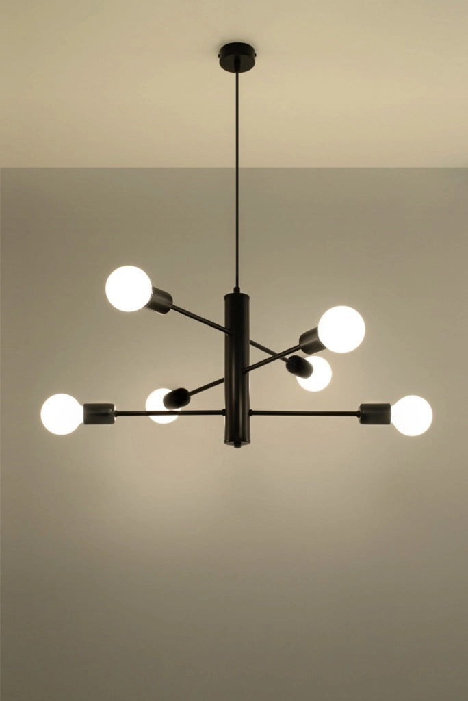 Lampadario DUOMO 6 luci nero metallo E27 Sollux SL.0305