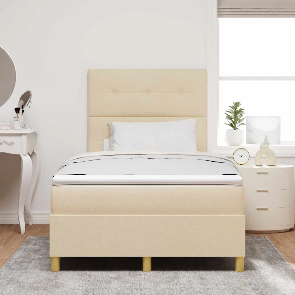 Letto a Sorgente LED con materasso Crema 120 x 200 cm Tessuto